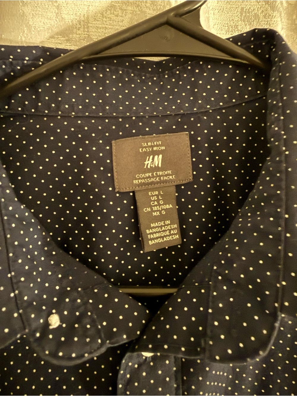 H&M Men's 2 Pack Navy Microdot Button-Down Slim Fit Shirt & Dark Burgundy - Picture 5 of 8